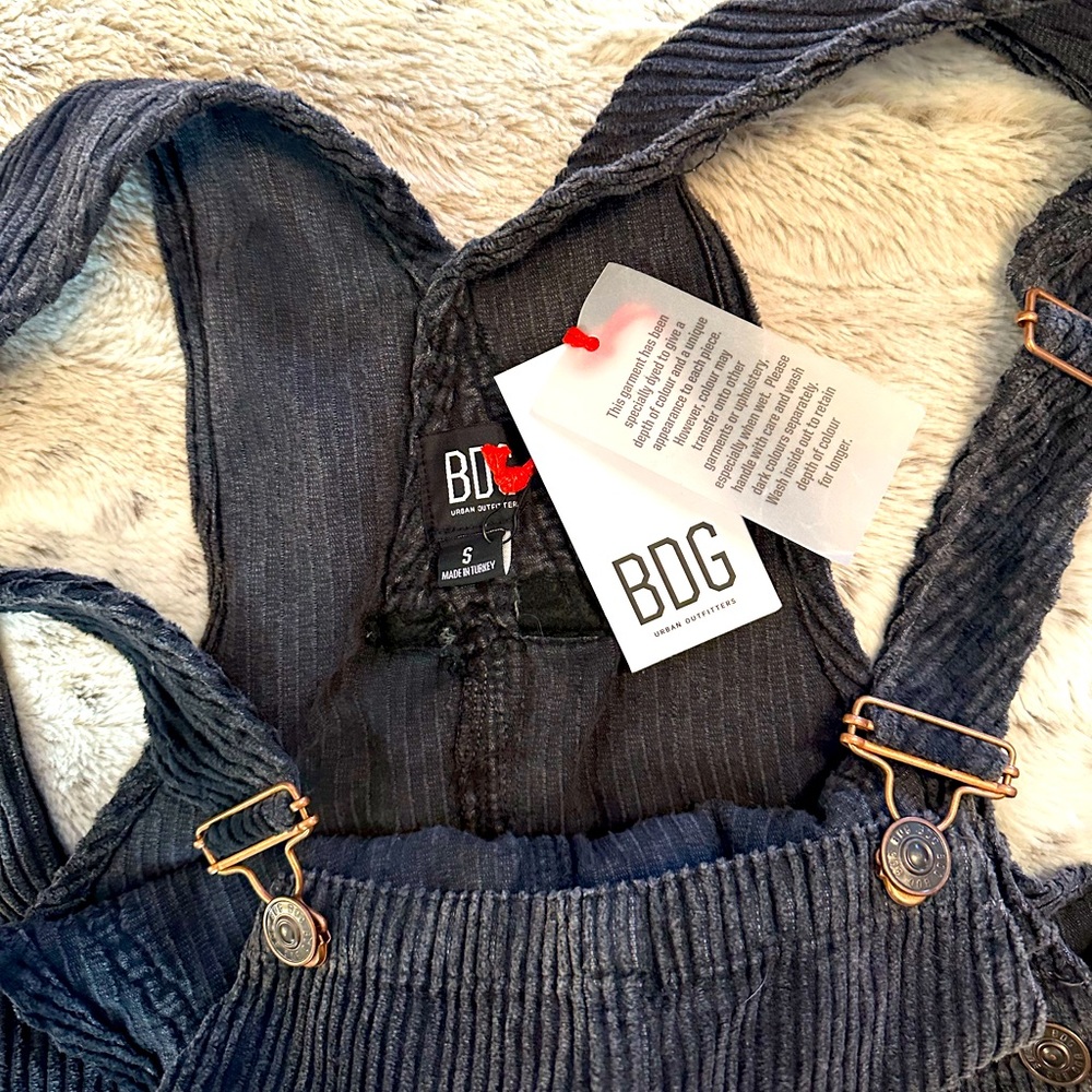 URBAN OUTFITTERS Wide Wale, Straight-Leg, Dark Grey/Black Noir Overalls Sz S